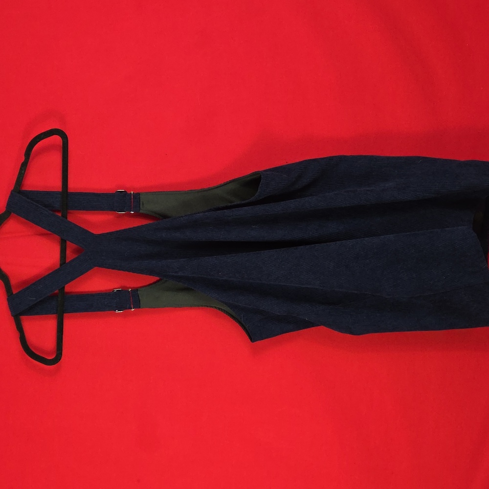 MODCLOTH Sociable Scholar Corduroy Jumper Skirtall Navy Blue Womens Size Large - Picture 5 of 8